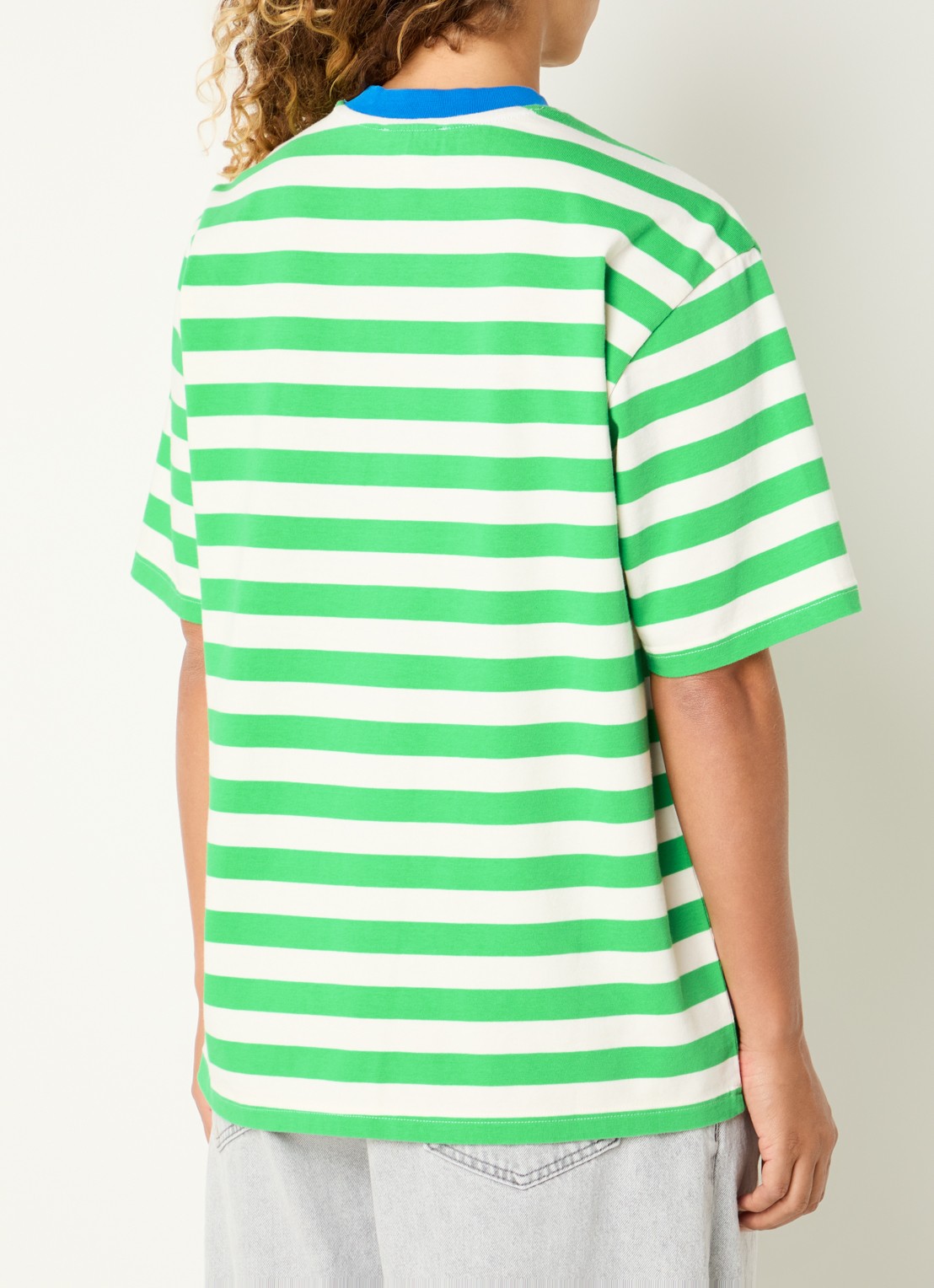 Stieglitz Caira T-shirt met streepprint en logoborduring - achterkant 2 groen