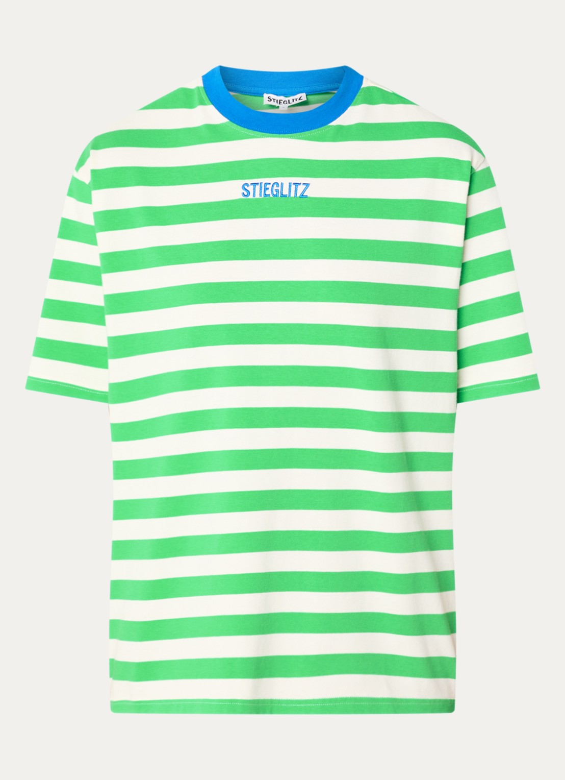 Stieglitz Caira T-shirt met streepprint en logoborduring - voorkant 3 groen