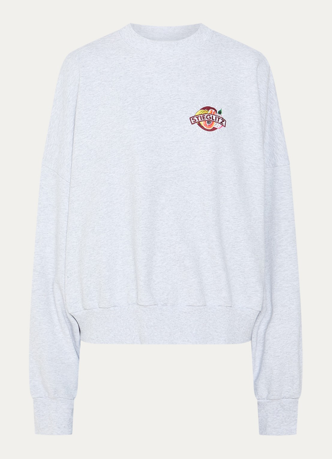 Stieglitz Cindy Oversized sweater met print - voorkant 3 grijs
