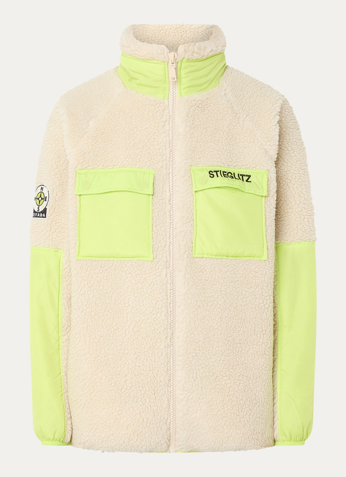 Stieglitz Devante jack van teddy met klepzakken en logoborduring - voorkant 2 beige