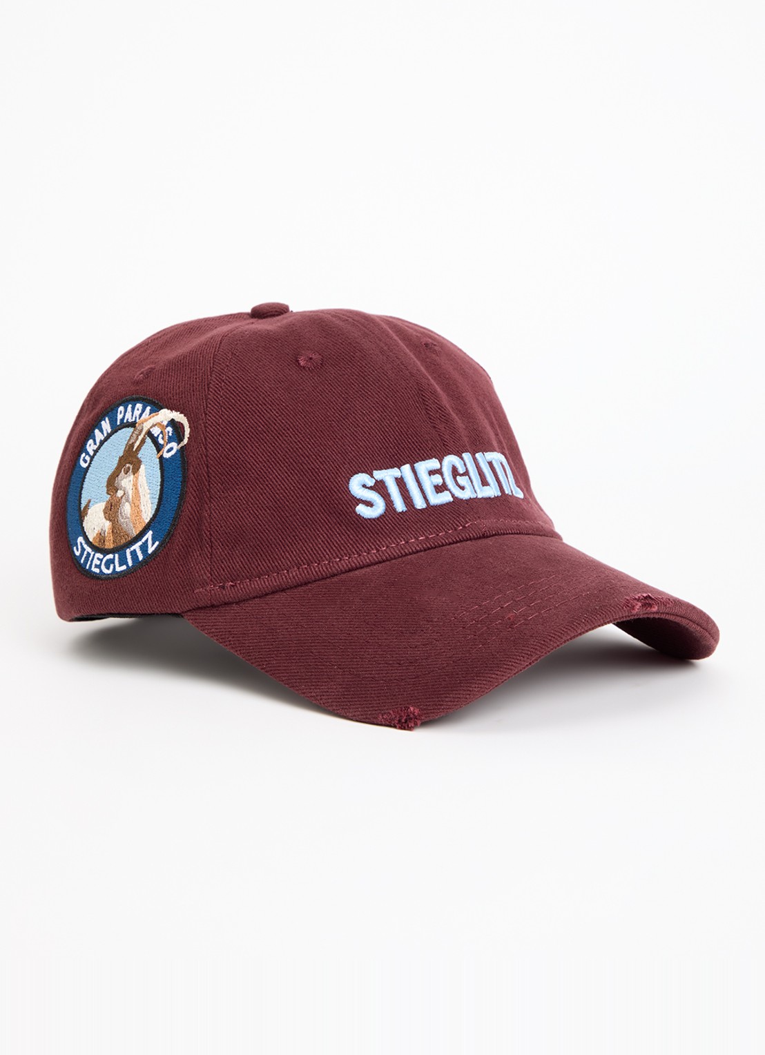Stieglitz Duarte pet met logoborduring - voorkant 2 bordeauxrood