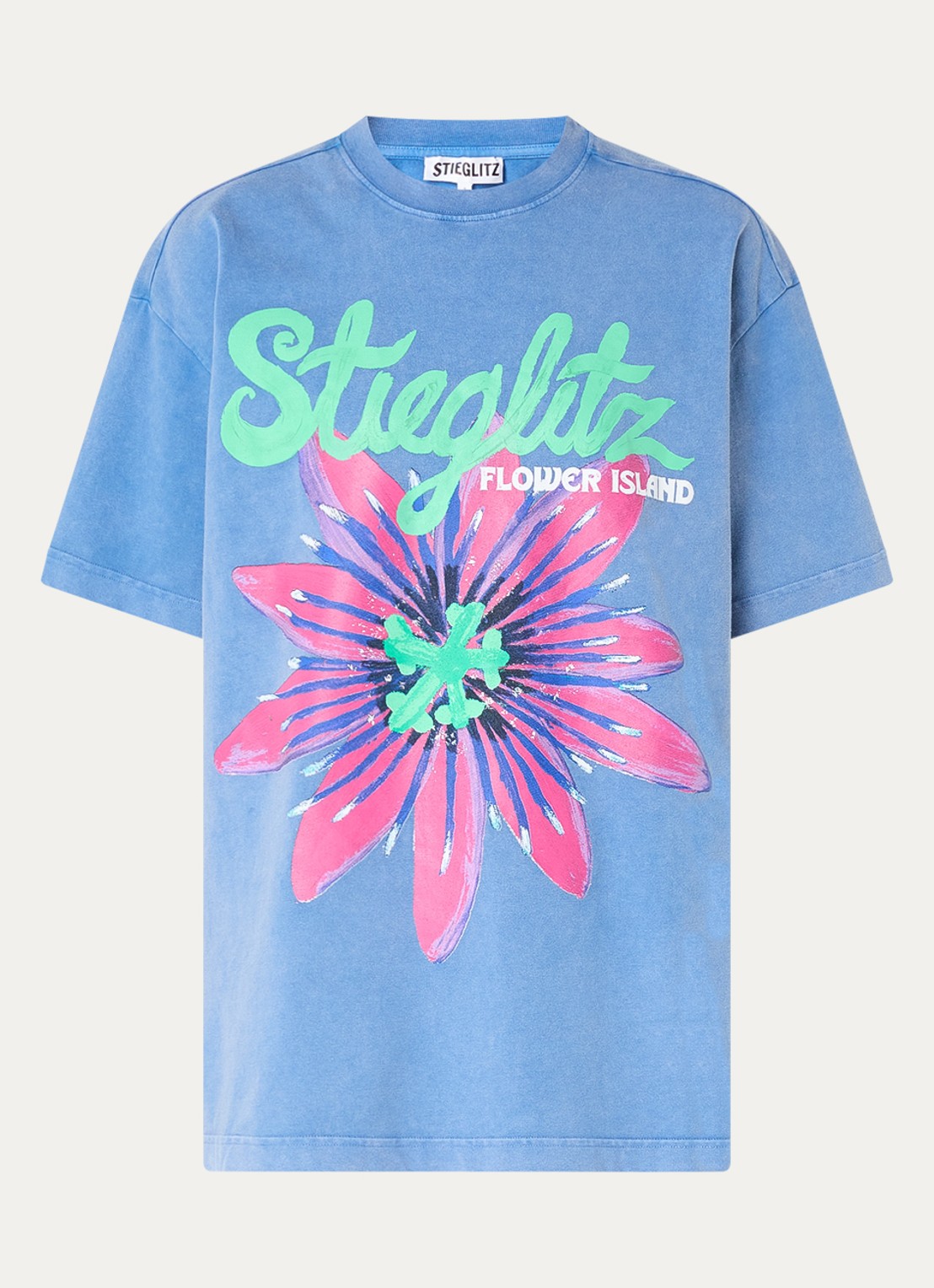 Stieglitz Elida oversized T-shirt met logoprint - voorkant 2 blauw