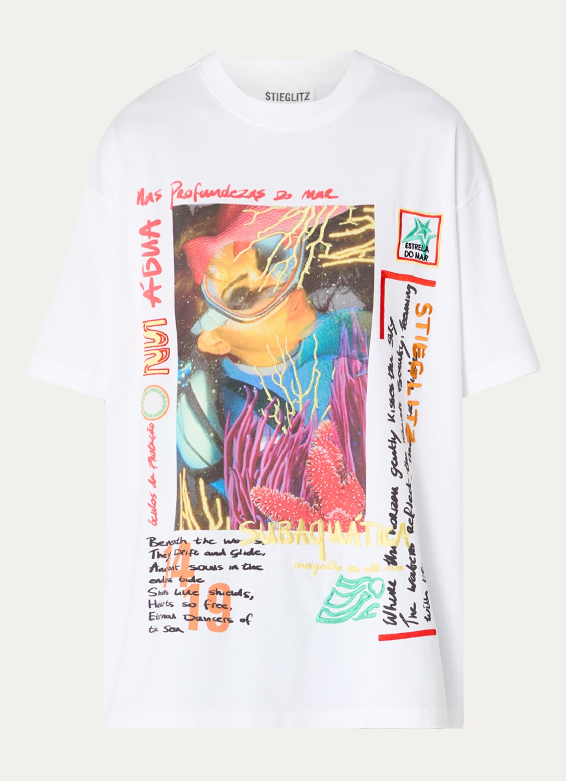 Stieglitz Erika oversized T-shirt met print - voorkant 2 wit