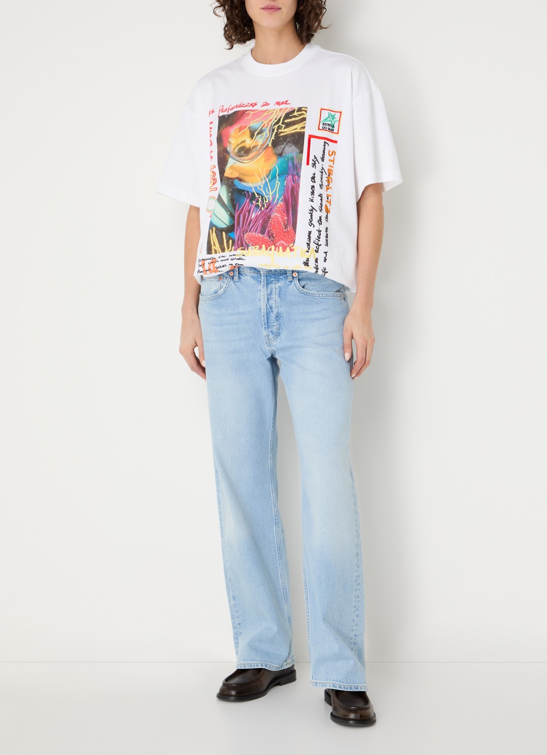 Stieglitz Erika oversized T-shirt met print - voorkant 3 wit