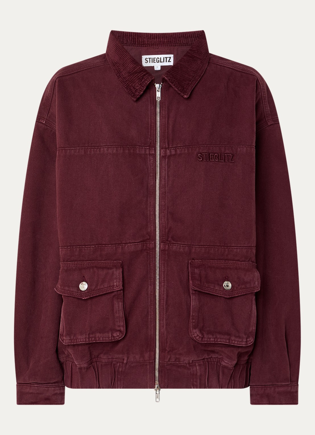 Stieglitz Gianna jack van denim met klepazakken - voorkant 3 bordeauxrood