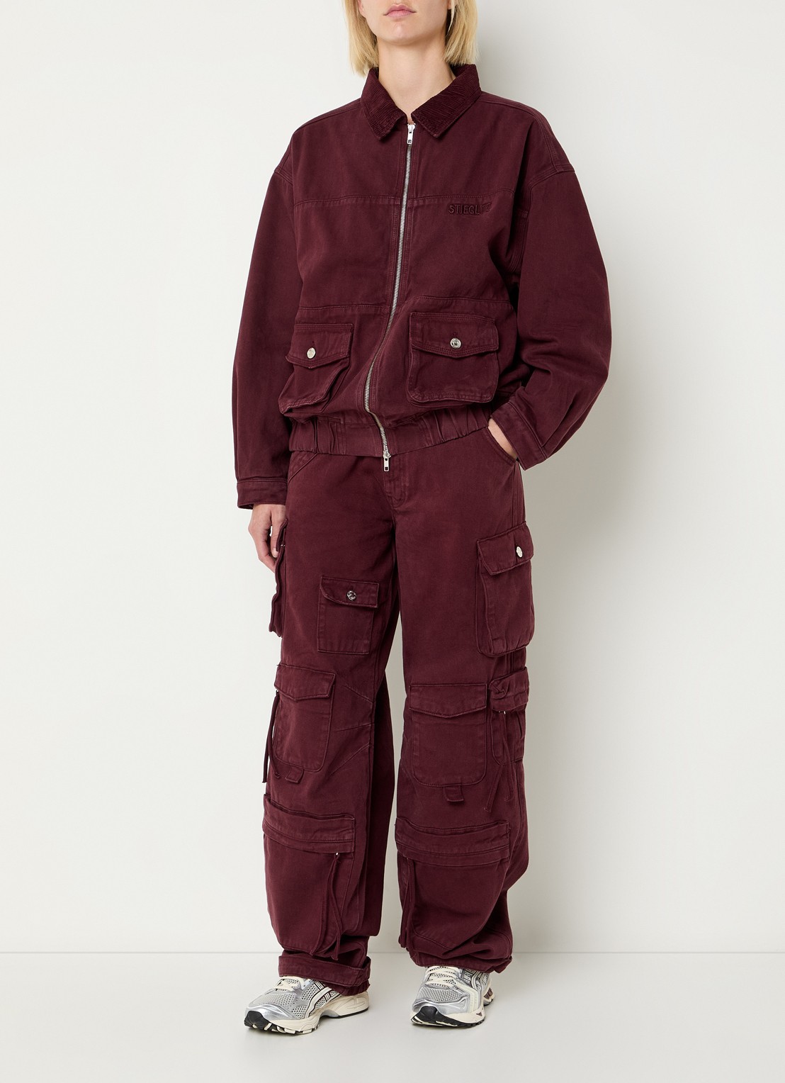 Stieglitz Gianna jack van denim met klepazakken - voorkant 4 bordeauxrood