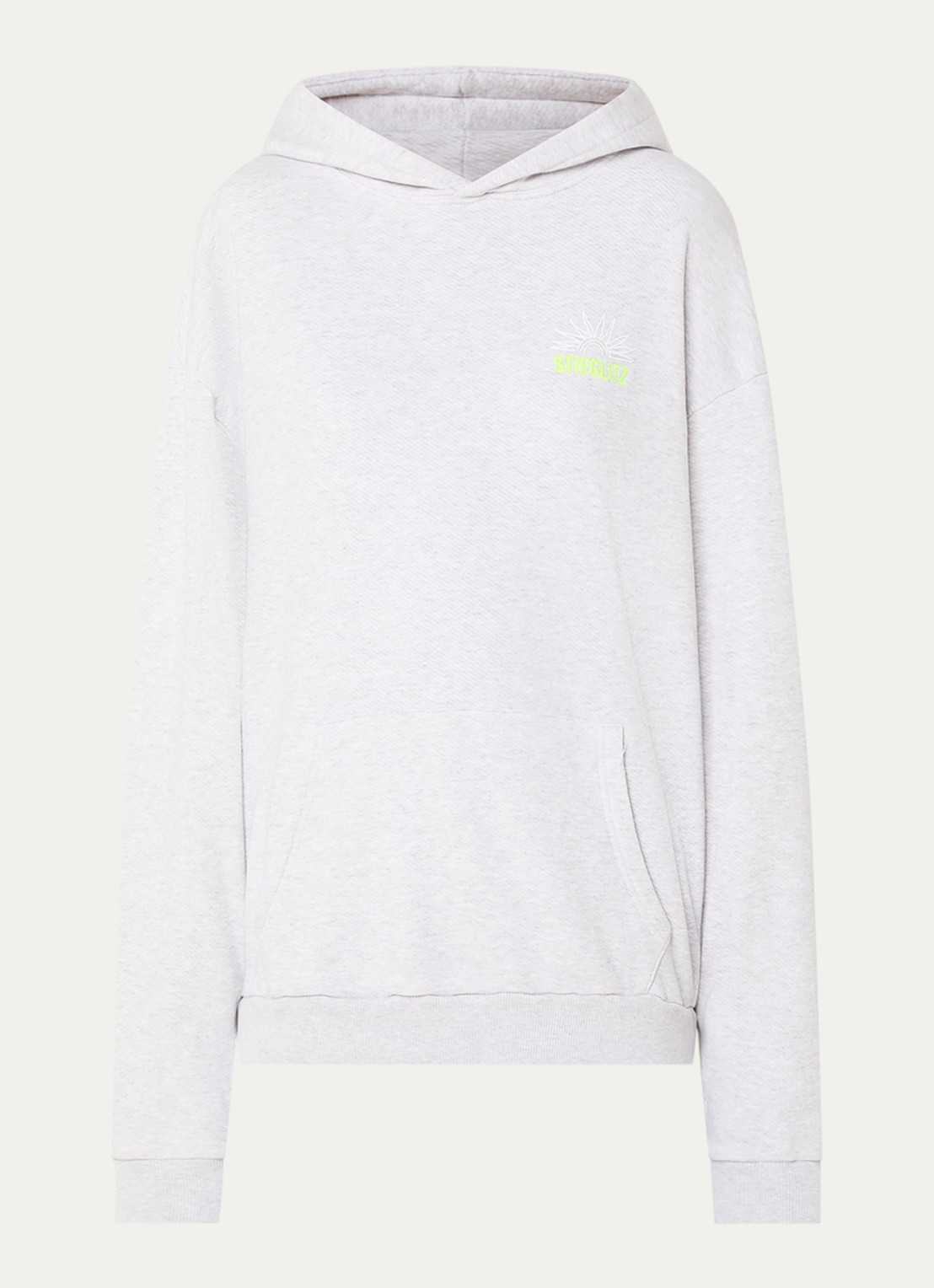 Stieglitz Guga hoodie met front- en backprint - voorkant lichtgrijs