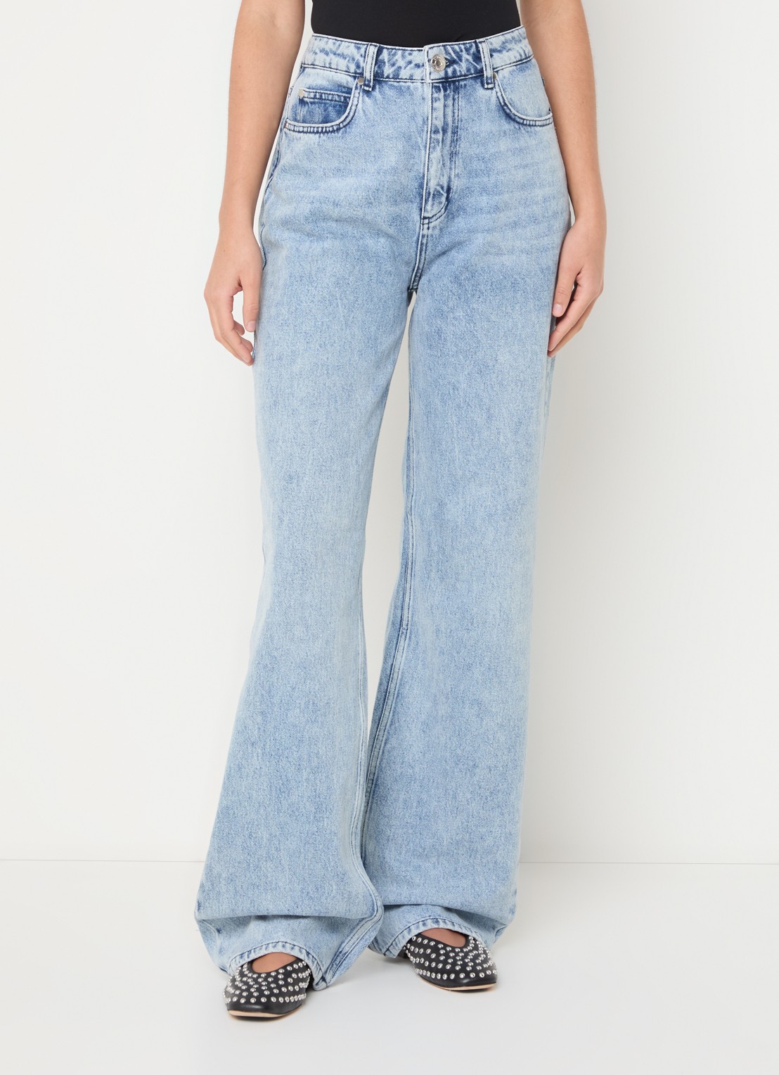 Stieglitz High waist wide leg jeans met lichte wassing - detail 2 indigo