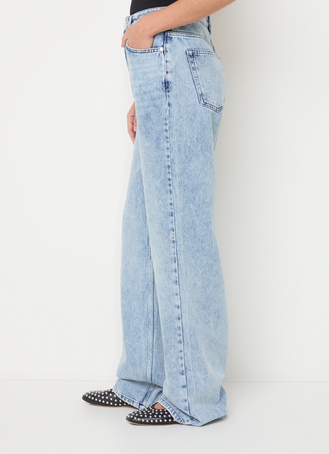 Stieglitz High waist wide leg jeans met lichte wassing - detail 3 indigo