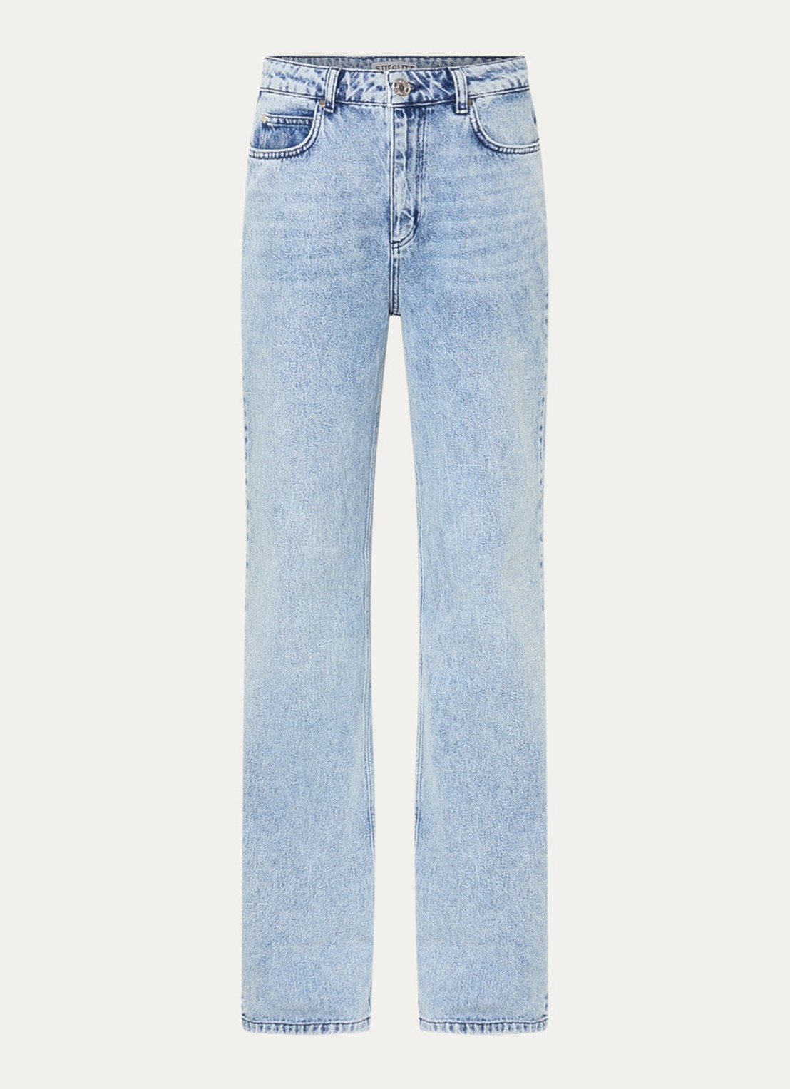Stieglitz High waist wide leg jeans met lichte wassing - voorkant 4 indigo
