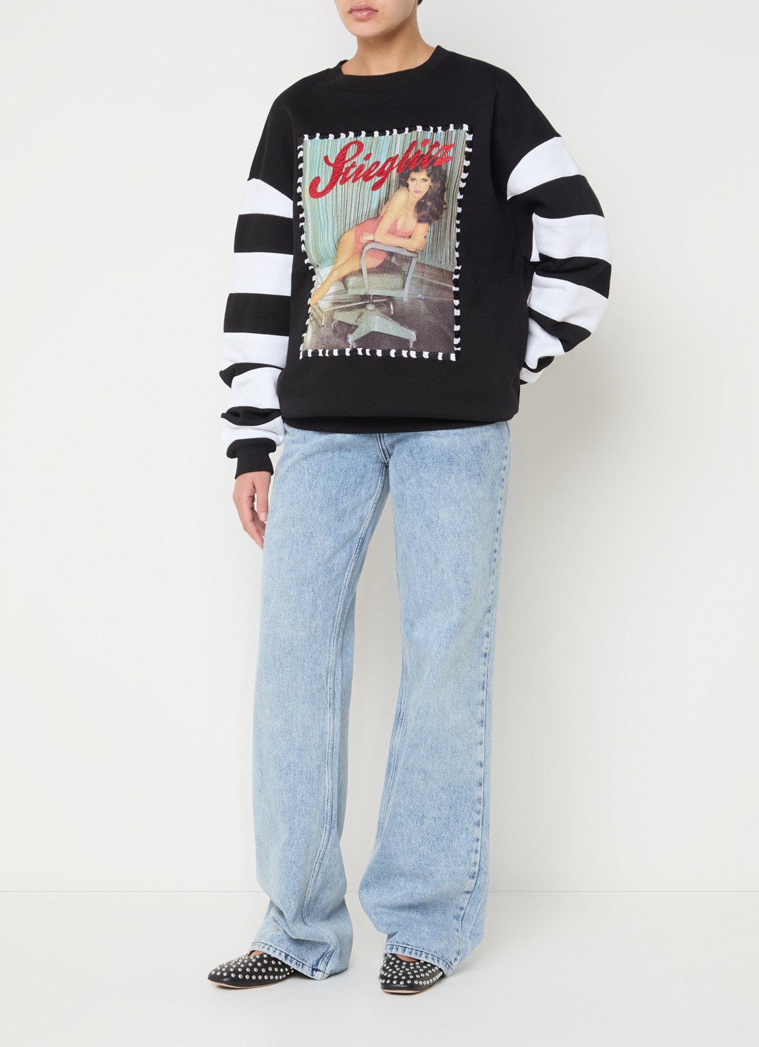 Stieglitz High waist wide leg jeans met lichte wassing - voorkant 5 indigo