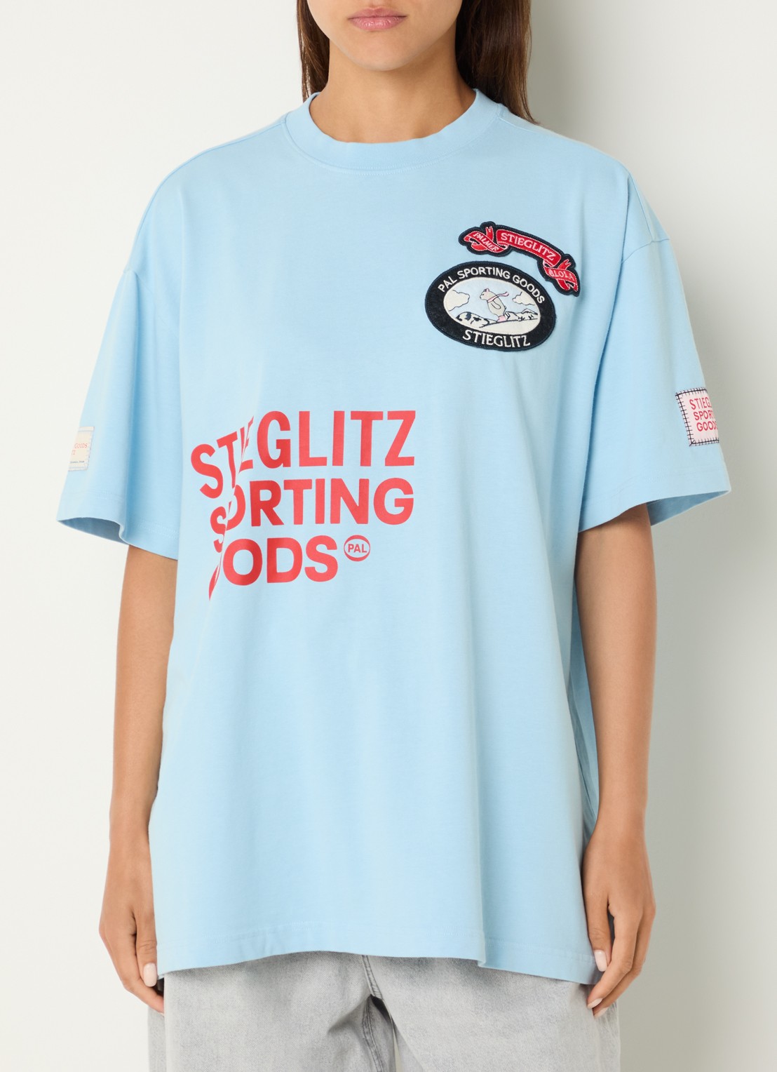 Stieglitz Jaimey oversized T-shirt met logo en print - detail 2 blauw