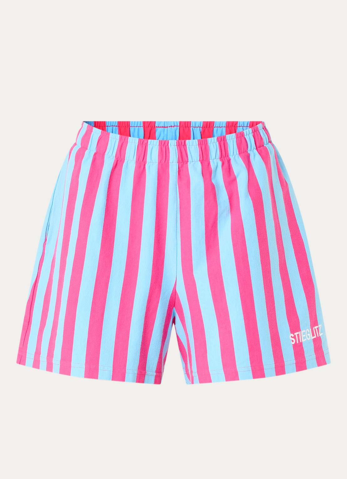Stieglitz Joana straight fit korte broek met streepprint - voorkant 3 roze