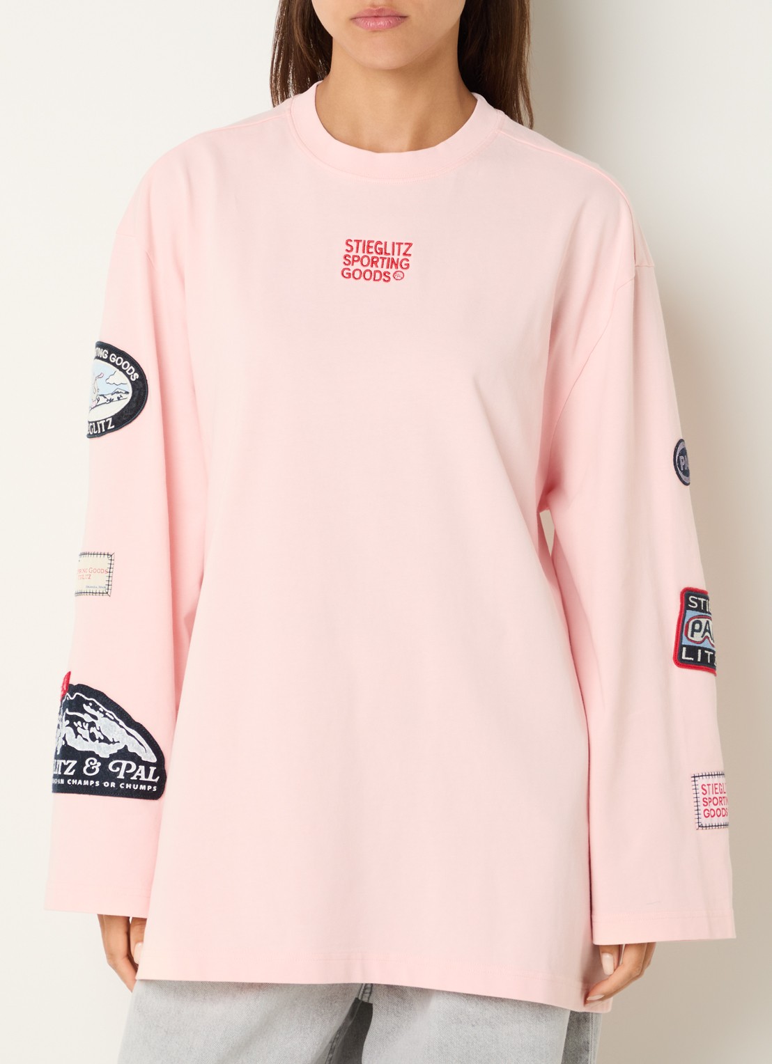 Stieglitz Juliana oversized longsleeve met logo- en backprint - achterkant 4 zalmroze