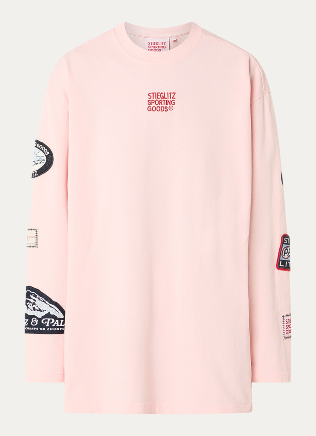 Stieglitz Juliana oversized longsleeve met logo- en backprint - voorkant 2 zalmroze