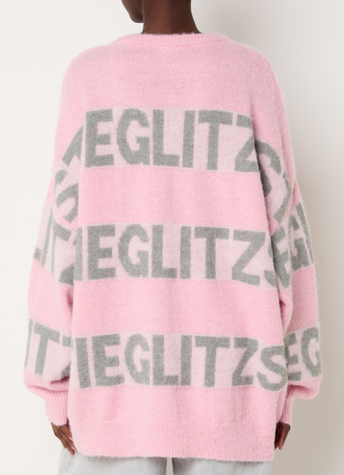 Stieglitz Keisa grofgebreide trui met logoprint - achterkant roze