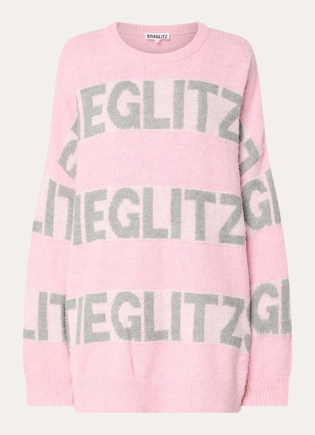 Stieglitz Keisa grofgebreide trui met logoprint - voorkant 3 roze