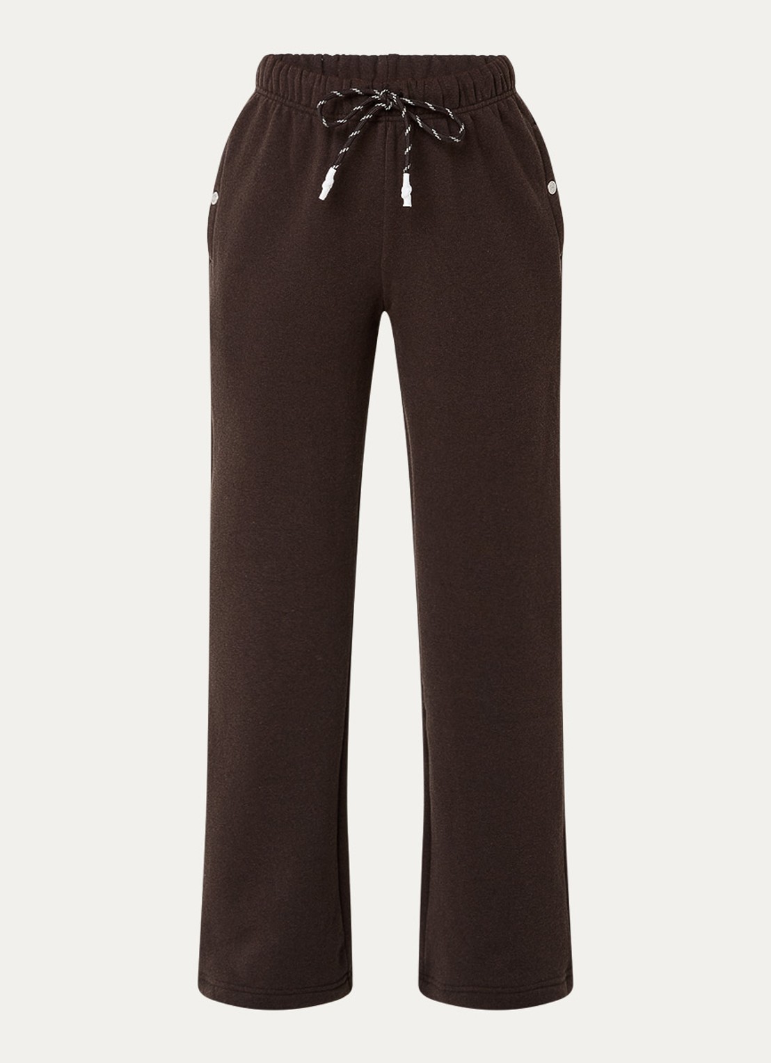 Stieglitz Lola high waist straight fit joggingsbroek met steekzakken - voorkant donkerbruin