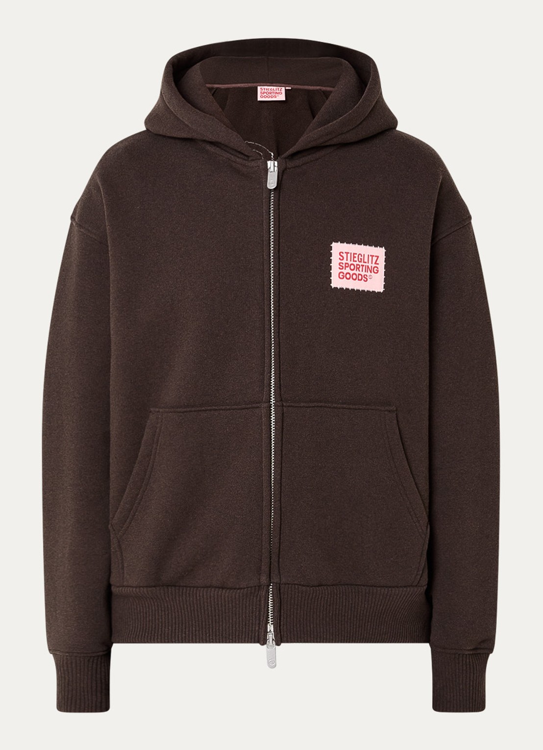 Stieglitz Lola sweatvest met borduring - voorkant donkerbruin