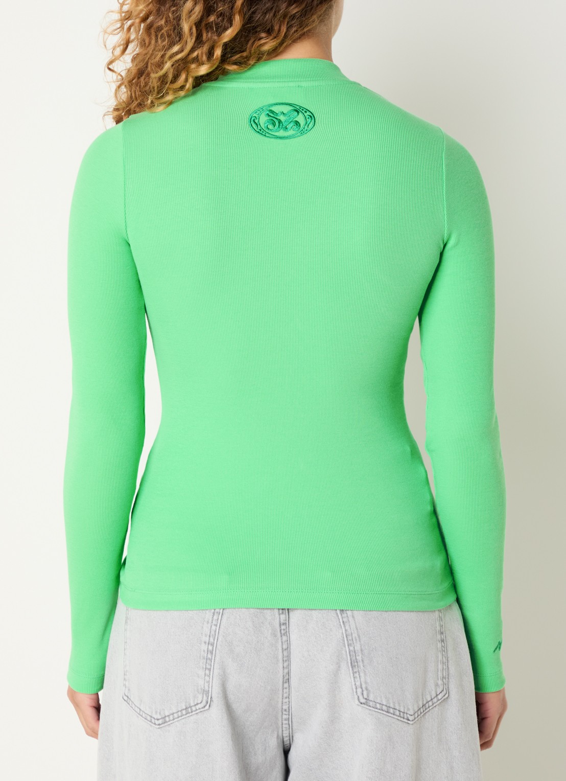 Stieglitz Loy ribgebreide top met geknoopt detail - achterkant 4 groen