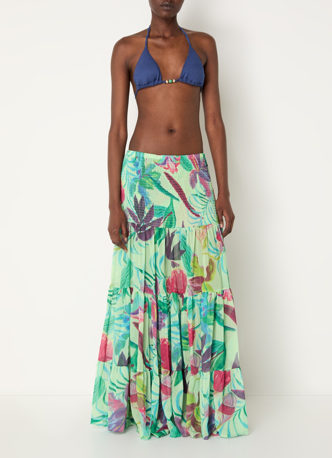 Stieglitz Maxi rok met smockwerk en print - voorkant 4 mint