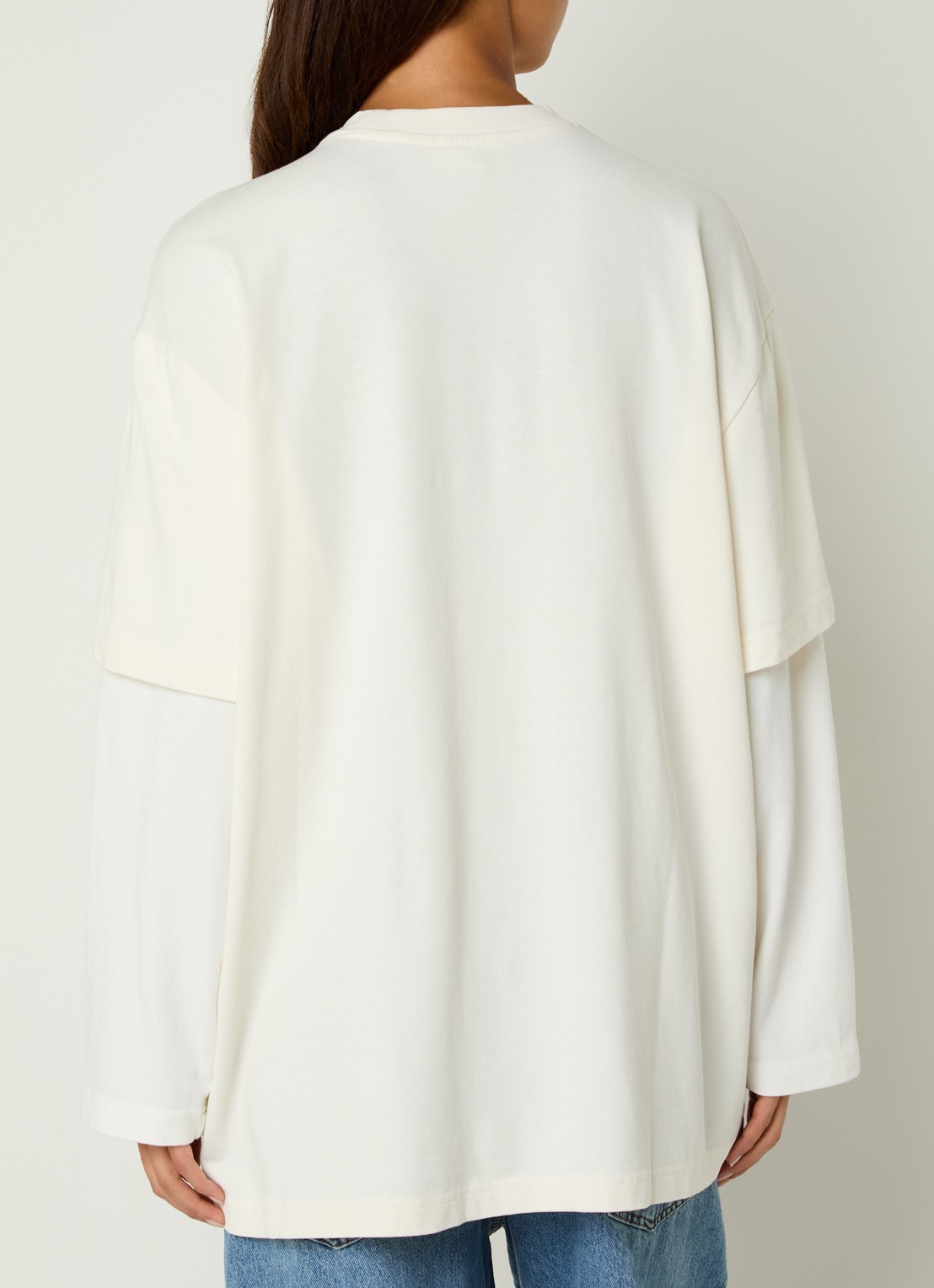Stieglitz Milano oversized longsleeve met logoprint - achterkant 4 gebroken wit