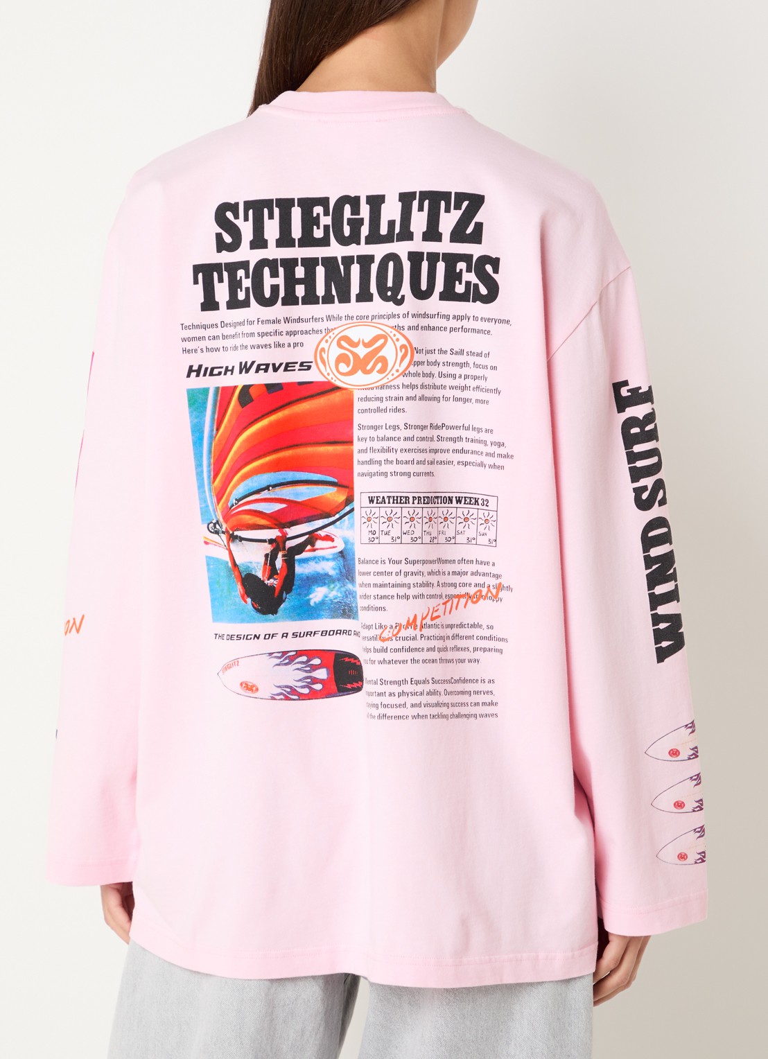 Stieglitz Monica longsleeve met logo- en backprint - detail geel