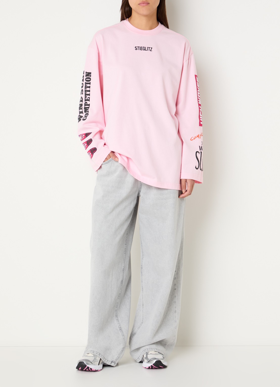 Stieglitz Monica longsleeve met logo- en backprint - voorkant 4 geel