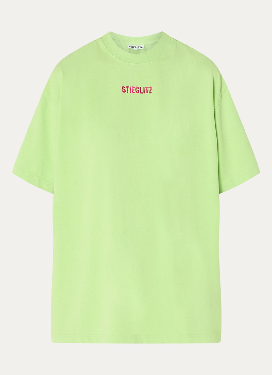 Stieglitz Oversized T-shirt met logoborduring - voorkant 3 neongroen