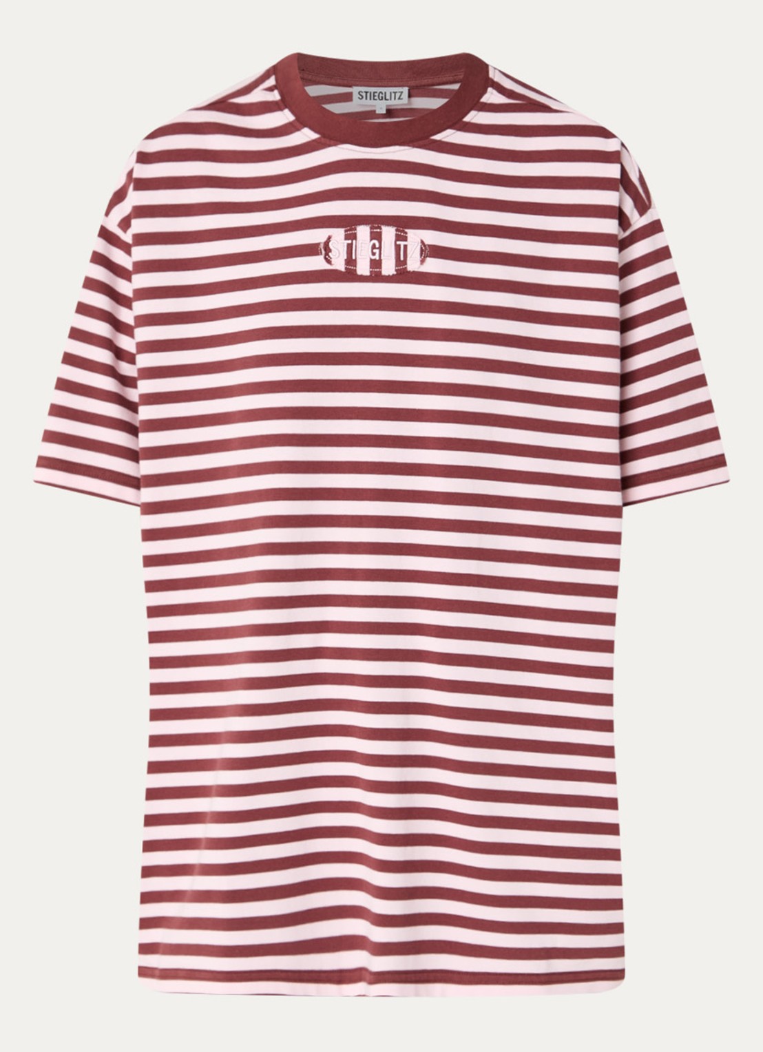 Stieglitz Oversized T-shirt met streepprint - voorkant roze