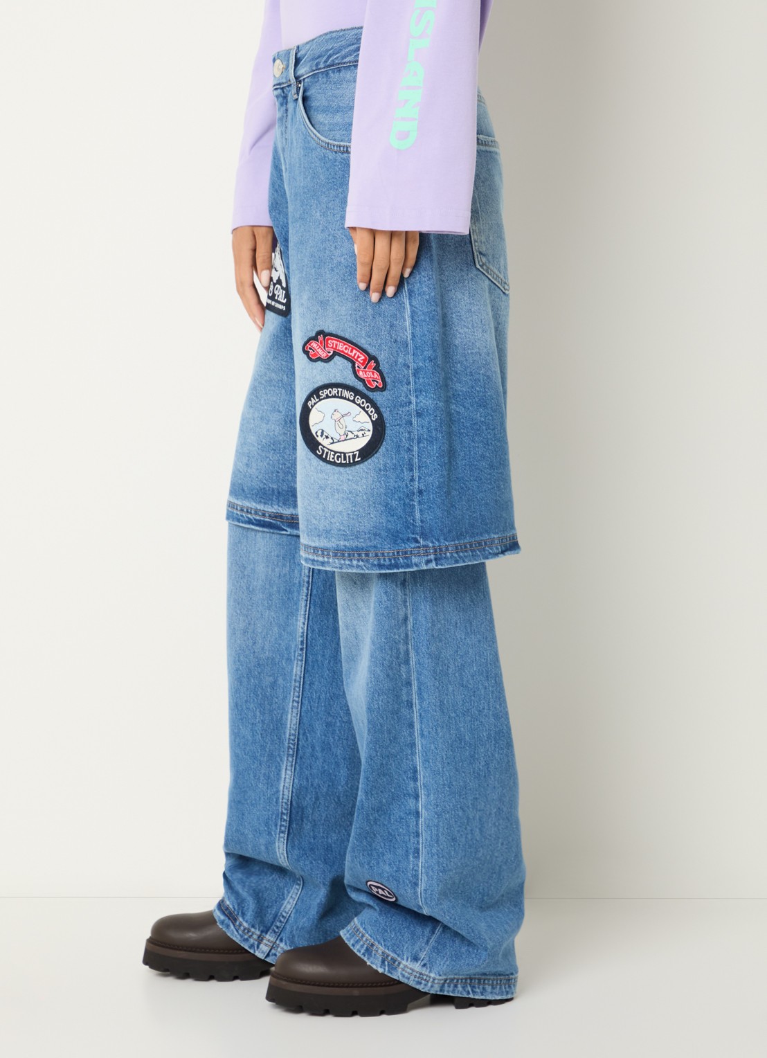 Stieglitz Rafa high waist wide leg jeans met logoborduring - detail 4 indigo