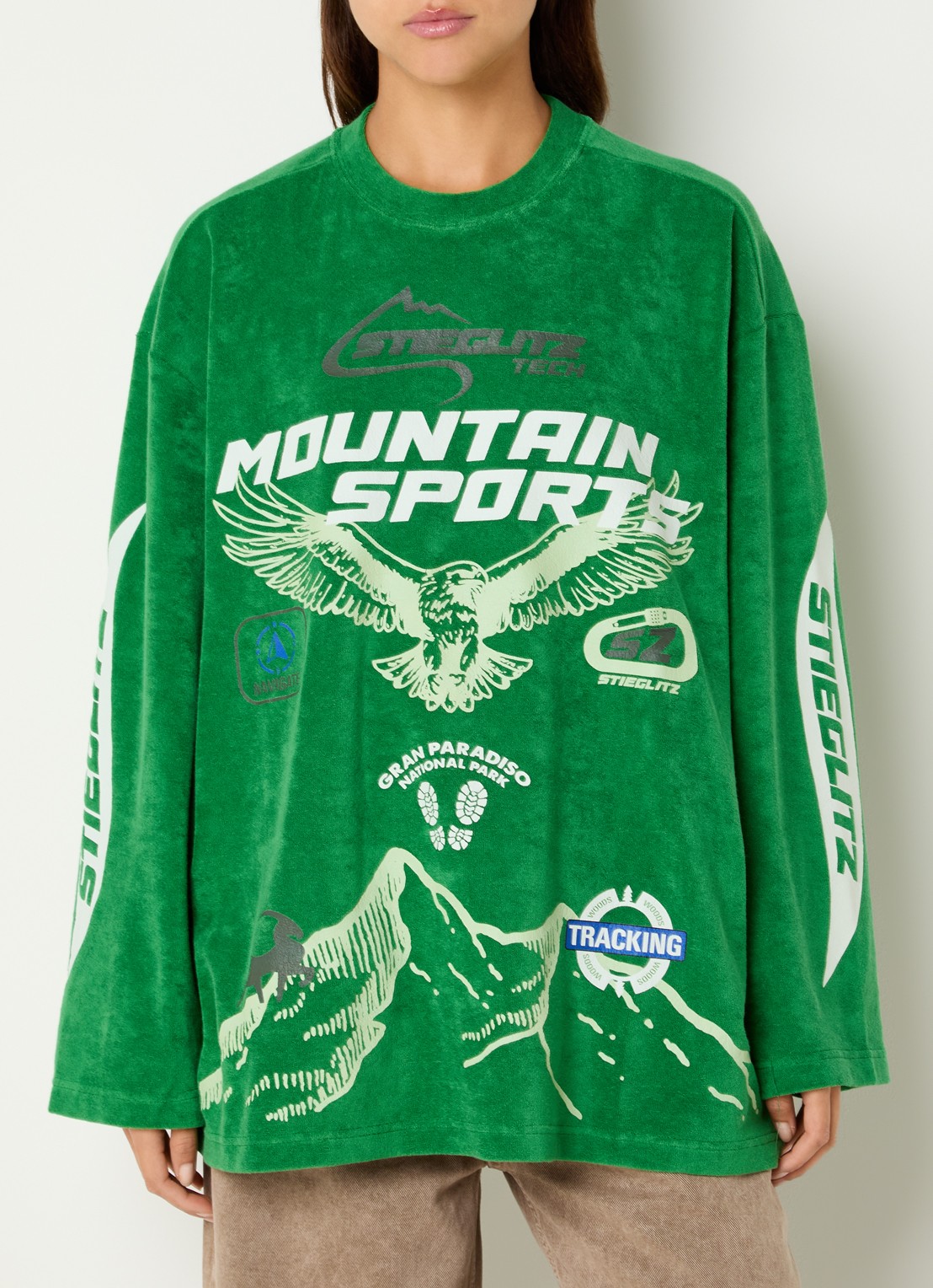 Stieglitz Romano oversized longsleeve met print - detail 2 groen