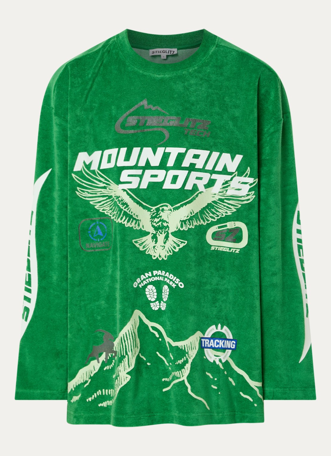 Stieglitz Romano oversized longsleeve met print - voorkant 3 groen