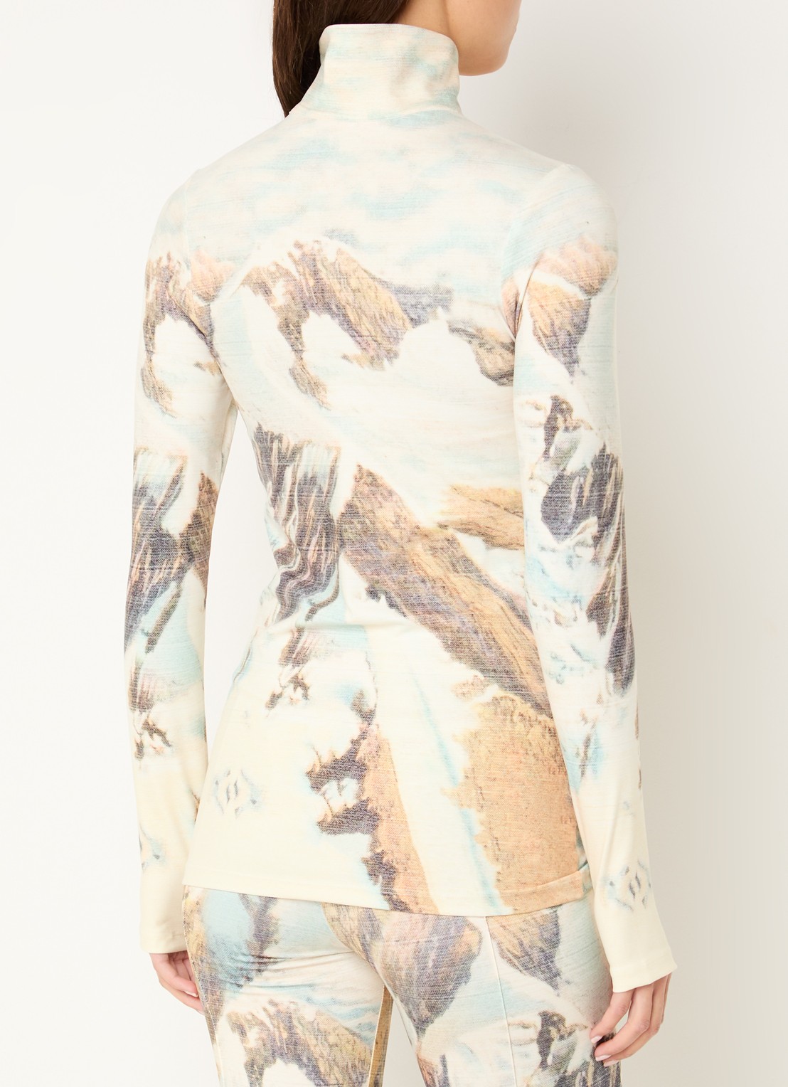 Stieglitz Rosario top met halve rits en print - achterkant 2 lindegroen