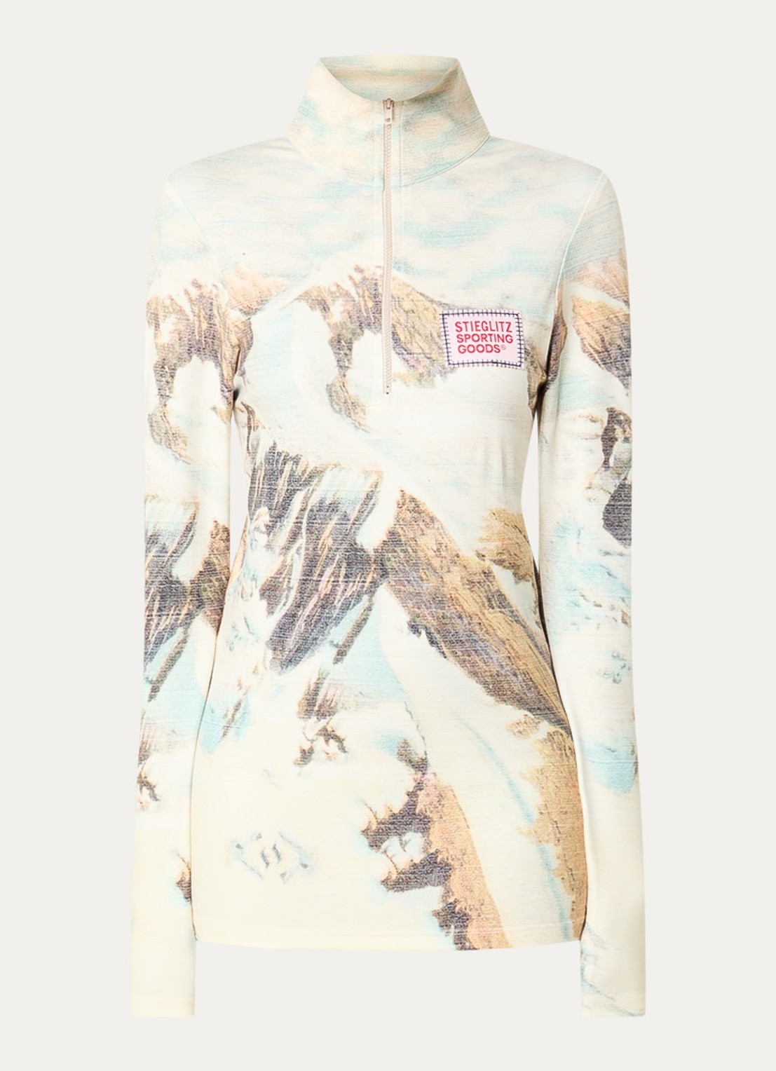 Stieglitz Rosario top met halve rits en print - voorkant 3 lindegroen