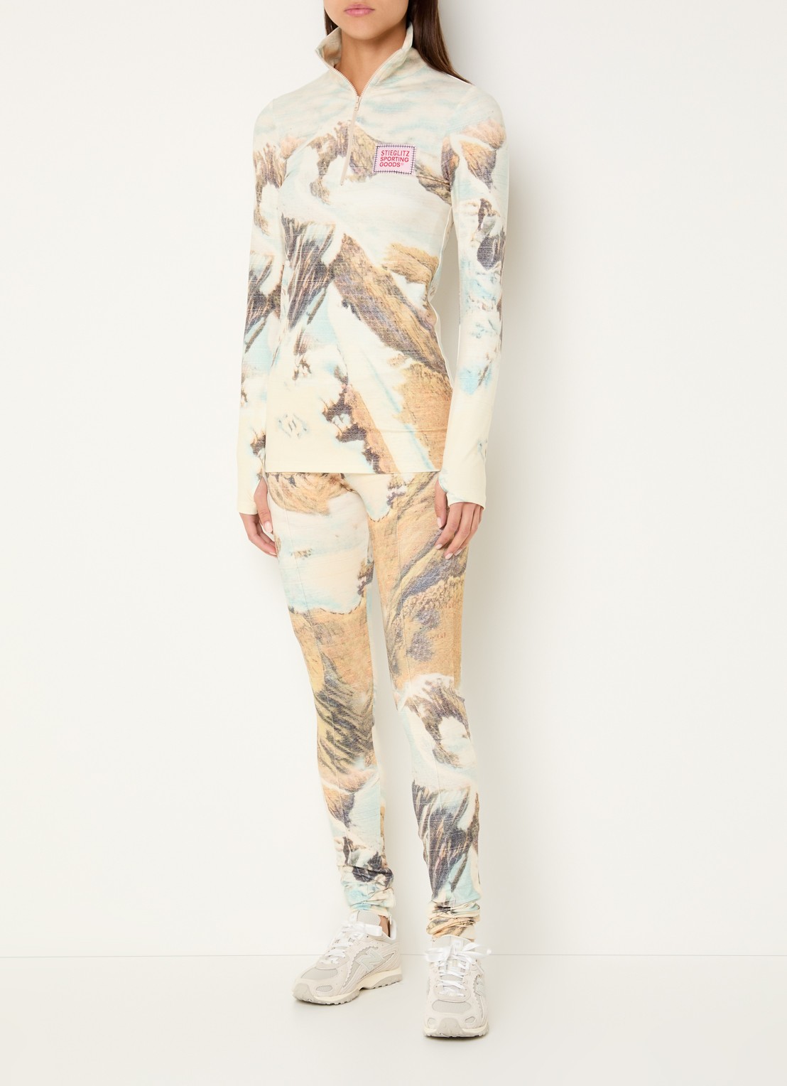 Stieglitz Rosario top met halve rits en print - voorkant 4 lindegroen