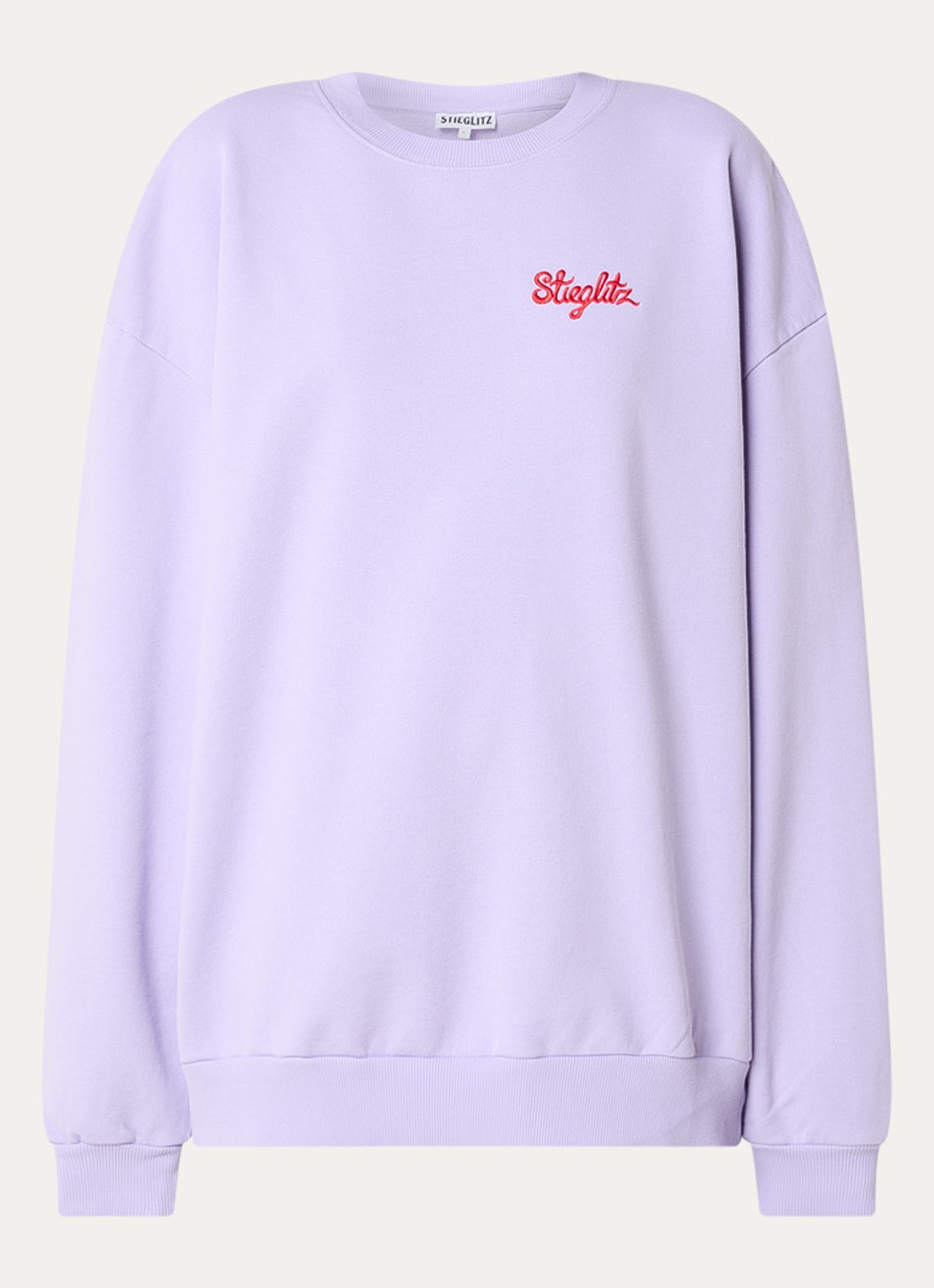 Stieglitz Senna sweater met logo- en backprint - voorkant lila