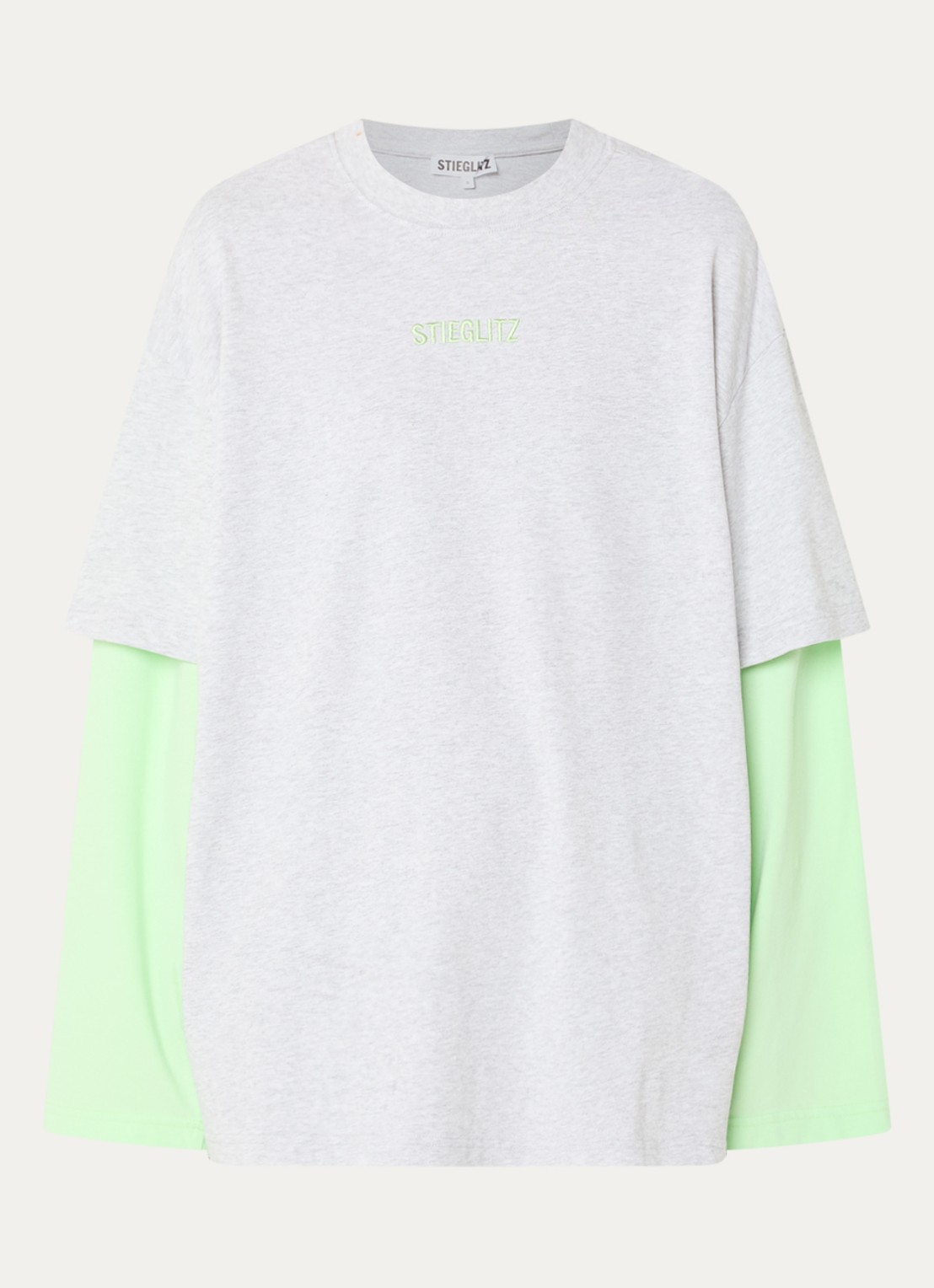 Stieglitz Stan longsleeve met logo - voorkant 3 neongroen