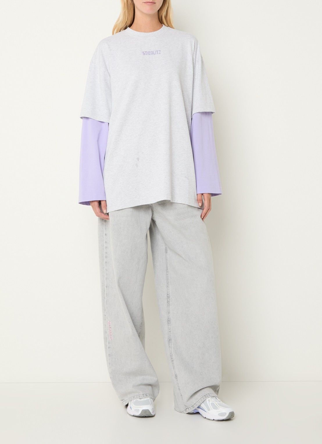 Stieglitz Stan longsleeve met logo - voorkant 4 lavendel