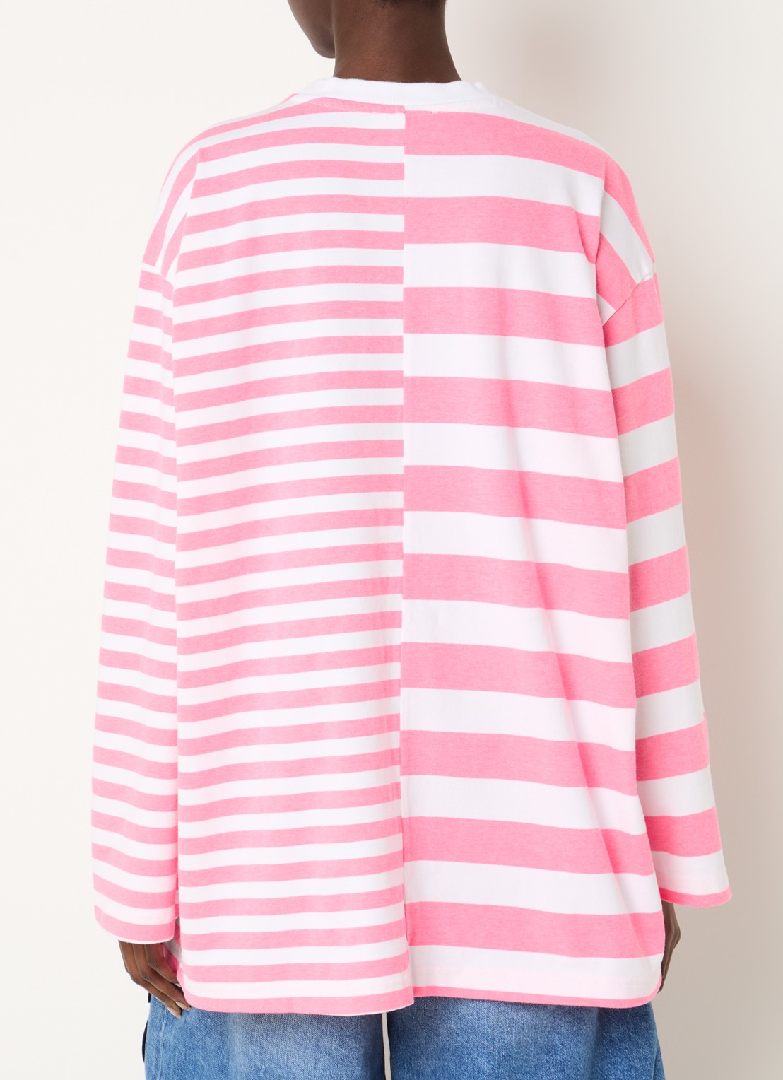 Stieglitz Tacito longsleeve met streepprint en logoborduring - achterkant 4 roze