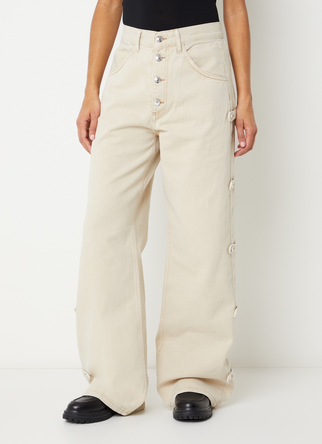 Stieglitz Taigo mid waist wide leg jeans met gekleurde wassing - detail 4 beige