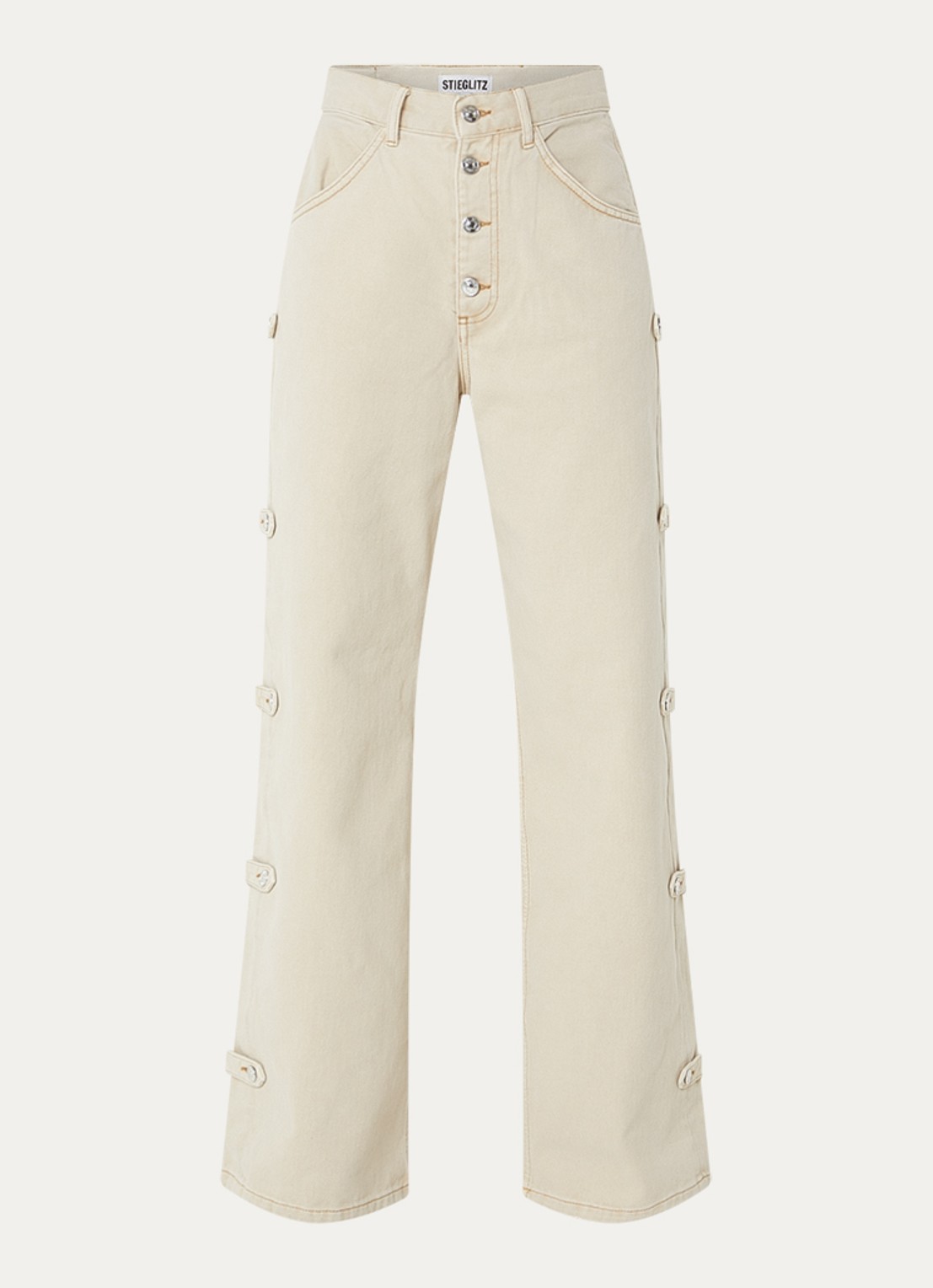 Stieglitz Taigo mid waist wide leg jeans met gekleurde wassing - voorkant 2 beige