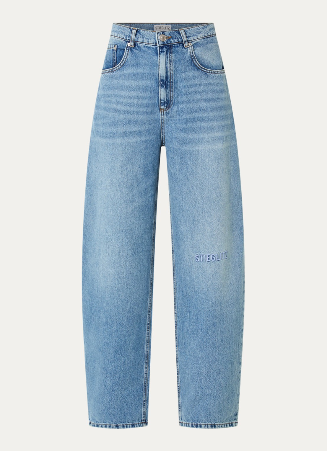 Stieglitz Teresa high waist loose fit jeans met steekzakken - voorkant 4 donkerblauw