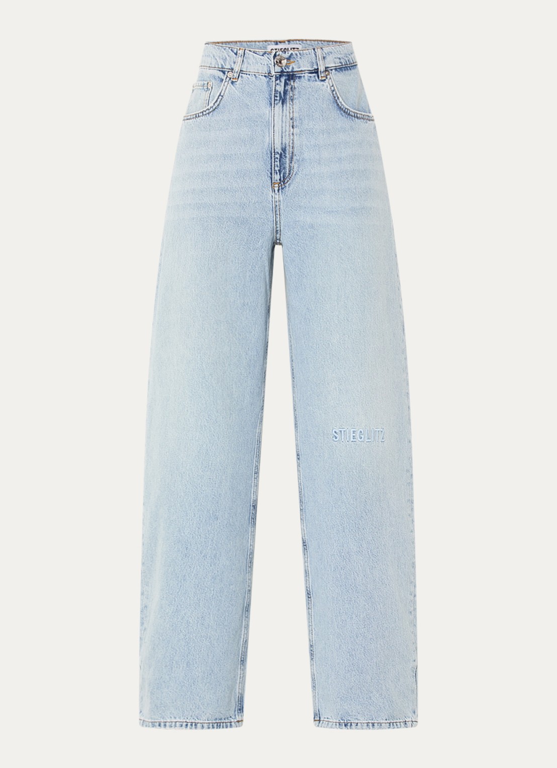 Stieglitz Teresa high waist wide leg jeans met logoborduring - voorkant indigo