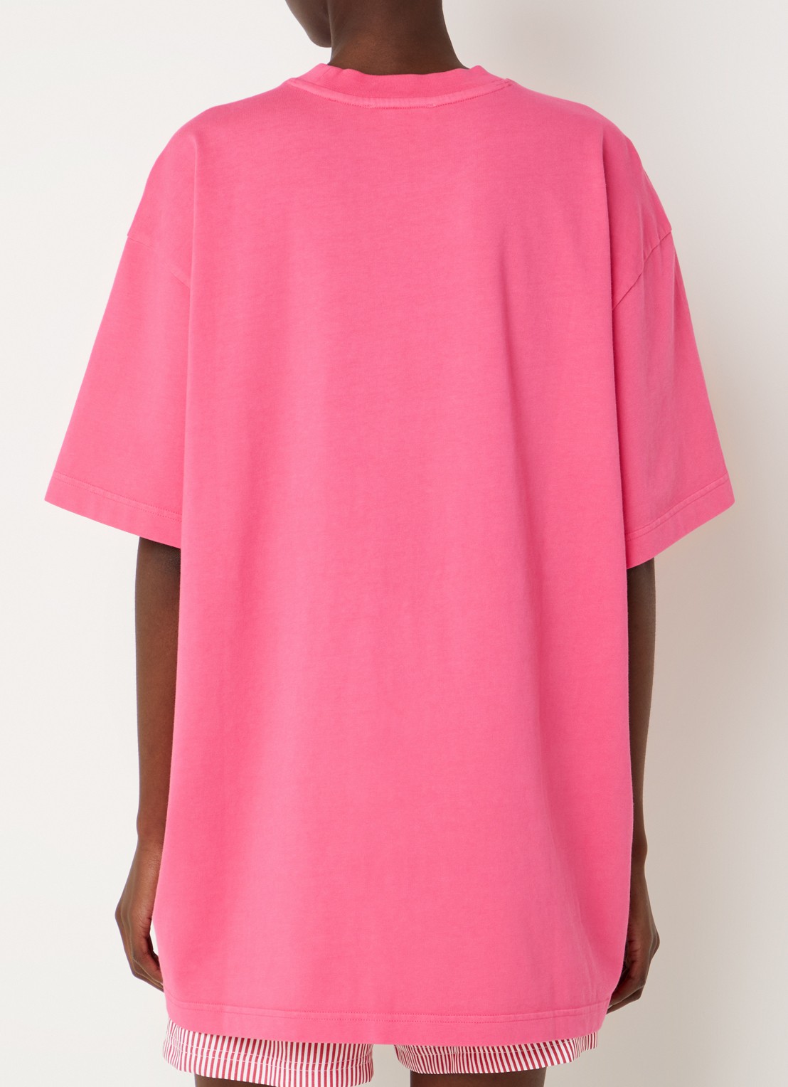 Stieglitz Worn-out oversized T-shirt met logoborduring - achterkant 3 donkerroze