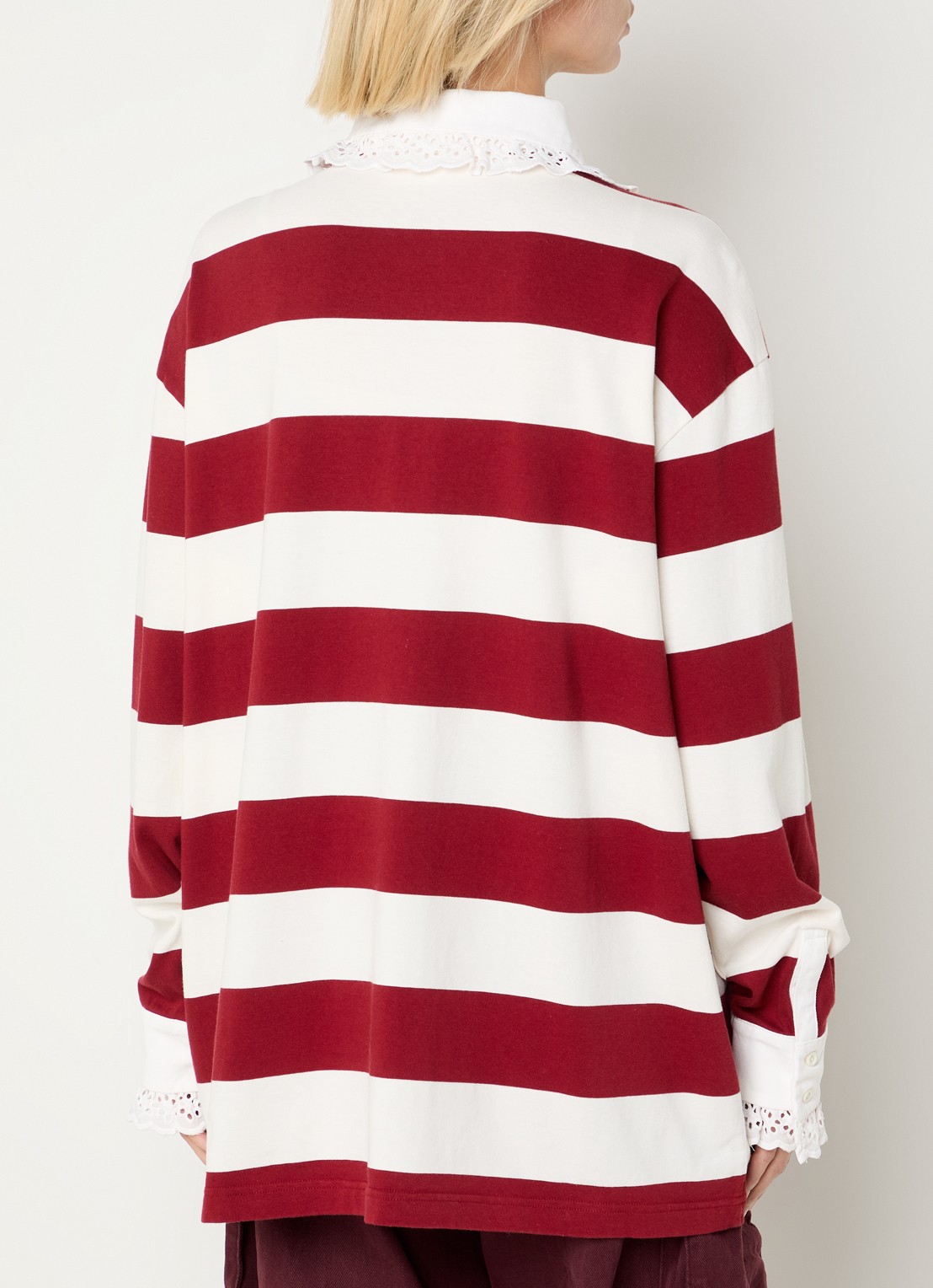 Stieglitz Zelina polo met streepprint - achterkant 2 bordeauxrood
