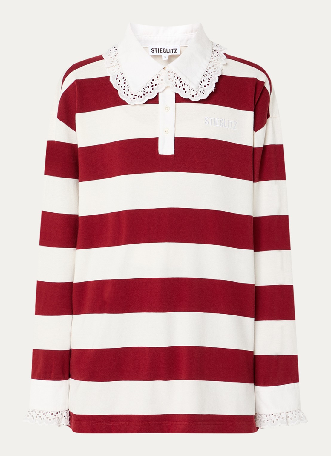 Stieglitz Zelina polo met streepprint - voorkant 3 bordeauxrood