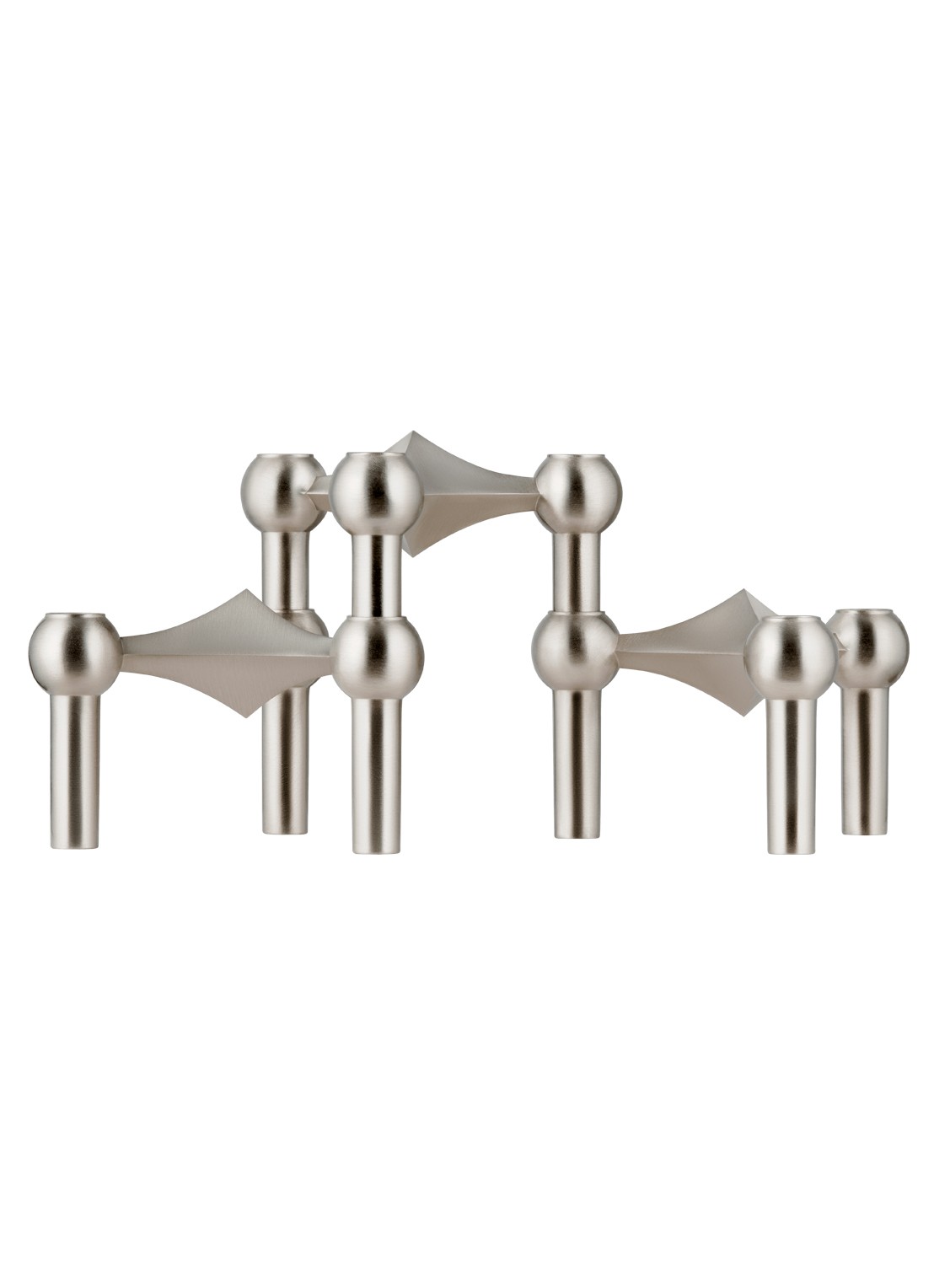 STOFF Nagel Kandelaar 6,9 cm set van 3 - voorkant 3 zilver