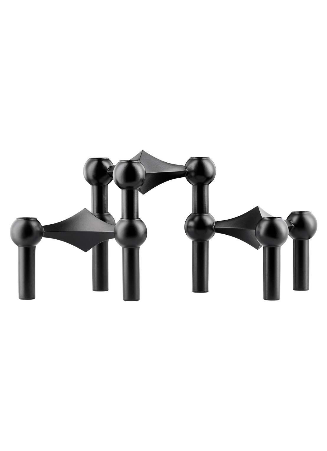 STOFF Nagel Kandelaar 6 cm set van 3 - voorkant 5 zwart