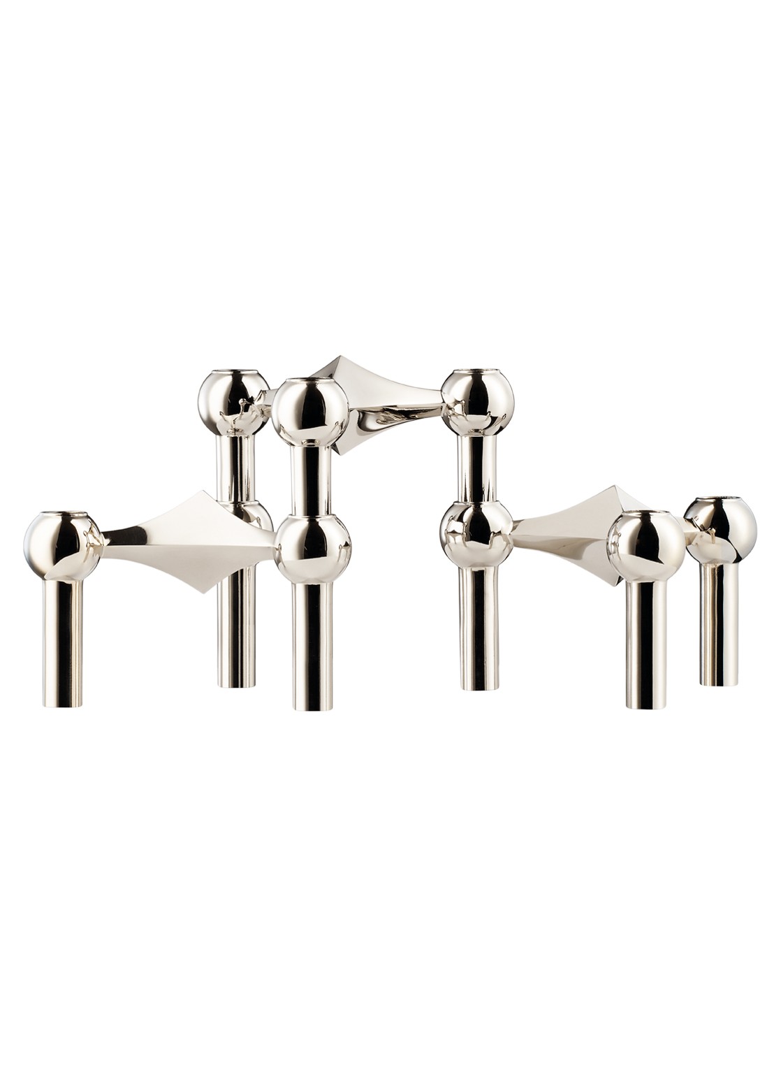 STOFF Nagel Kandelaar 6 cm set van 3 - voorkant 2 zilver